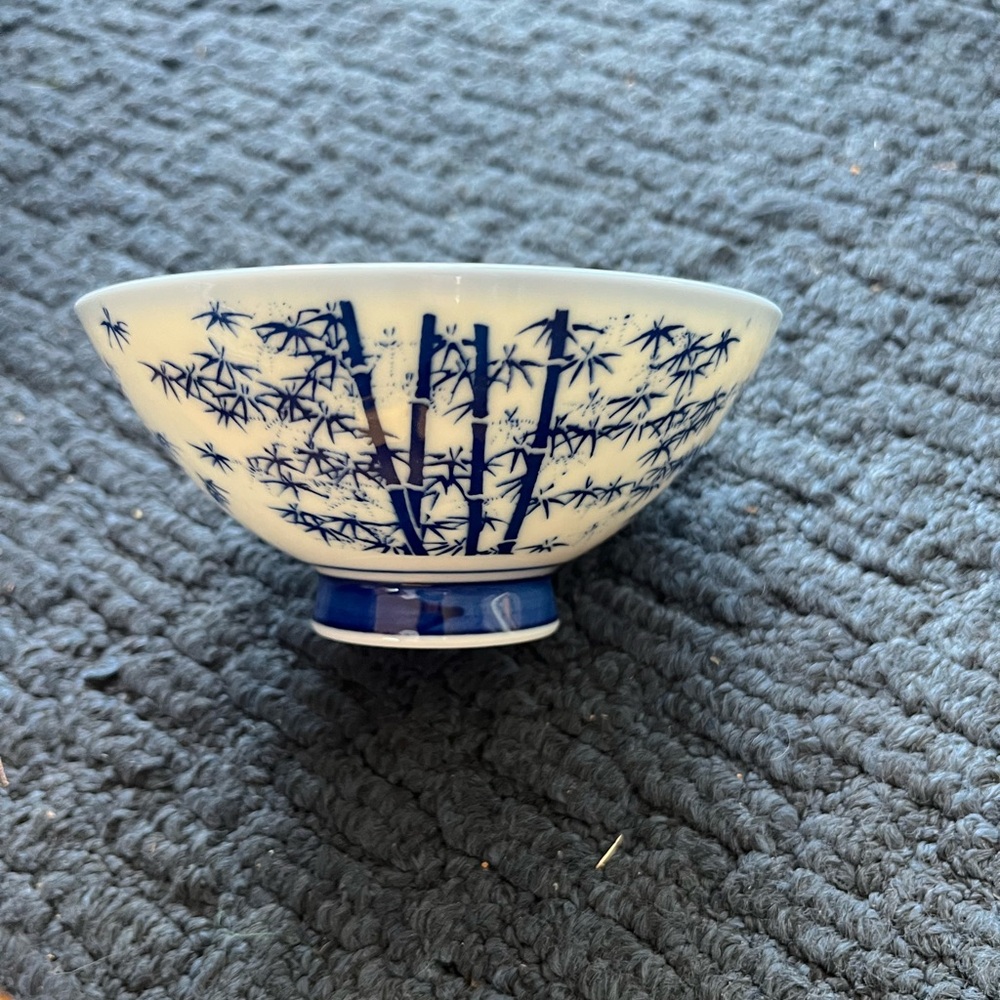 Blue Bamboo Porcelain Decorative Bowl